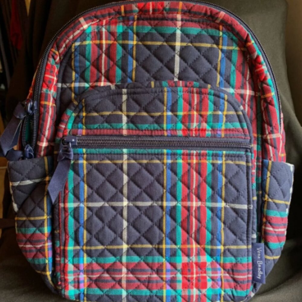 Vera Bradley Small Backpack EXACT Tartan Plaid navy red green yellow white
